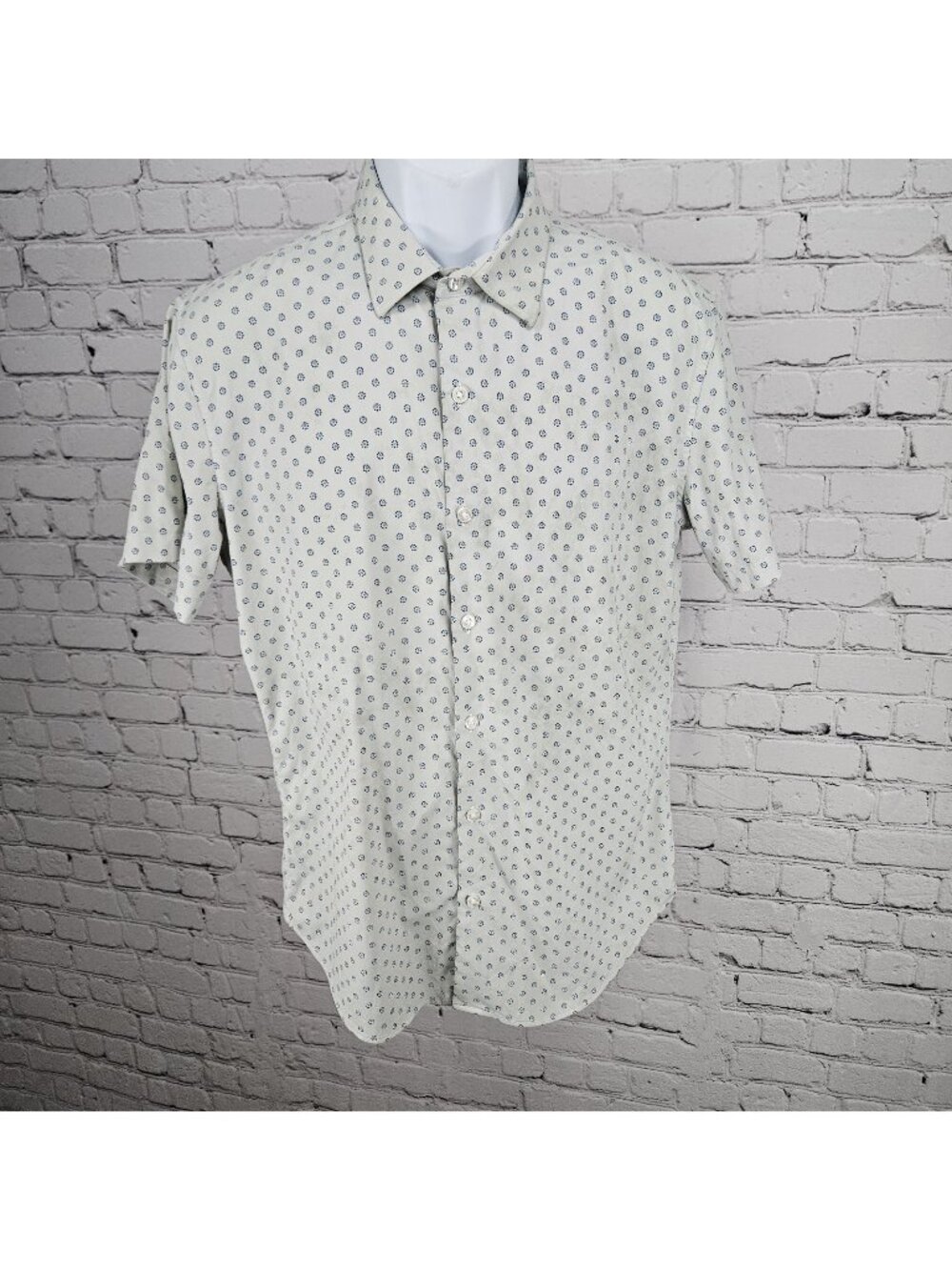 Bonobos Grey Slim Fit Button Up Short Sleeve Lightweight Stretch Shirt Medium M